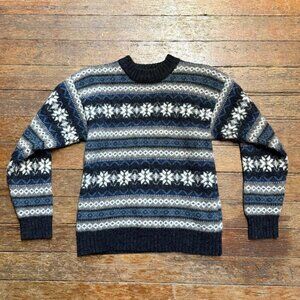 Skyr Vintage Nordic Wool Blue Snowflake Sweater, Women's M